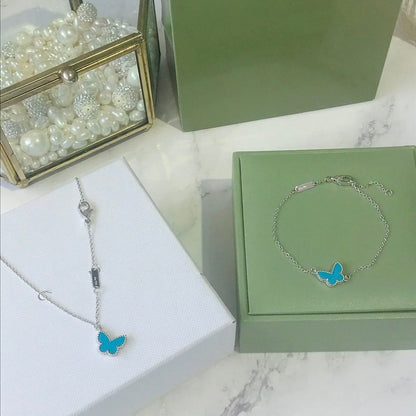 [Max Jewelry ]BUTTERFLY TURQUOISE BUTTERFLY BRACELET SILVER
