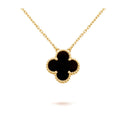 [Plus&Max]CLOVER 15MM BLACK ONYX SINGLE FLOWER NECKLACE