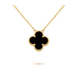 [Plus&Max]CLOVER 15MM BLACK ONYX SINGLE FLOWER NECKLACE
