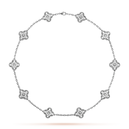 [Max Jewelry ]CLOVER 10 MOTIFS DIAMOND NECKLACE