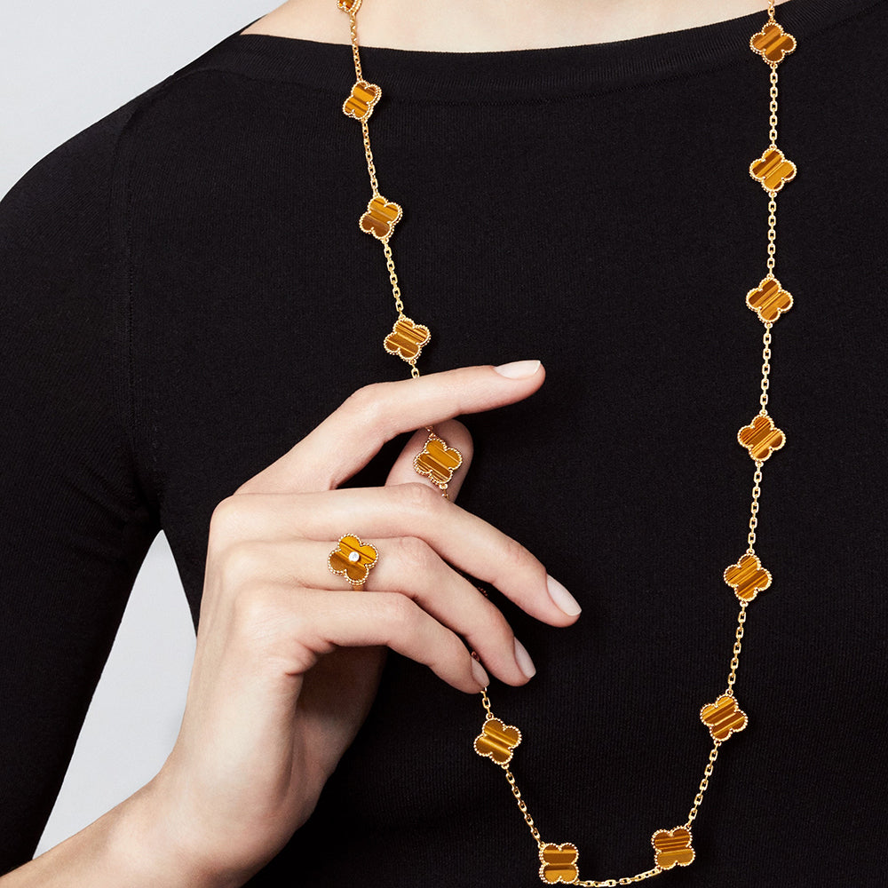 [Max Jewelry ]CLOVER 20 MOTIFS TIGER EYE ROSE GOLD