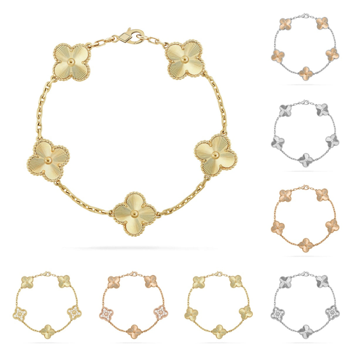 [Plus&Max]LUCKY CLOVER 5-MOTIF BRACELET - LASER COLLECTION