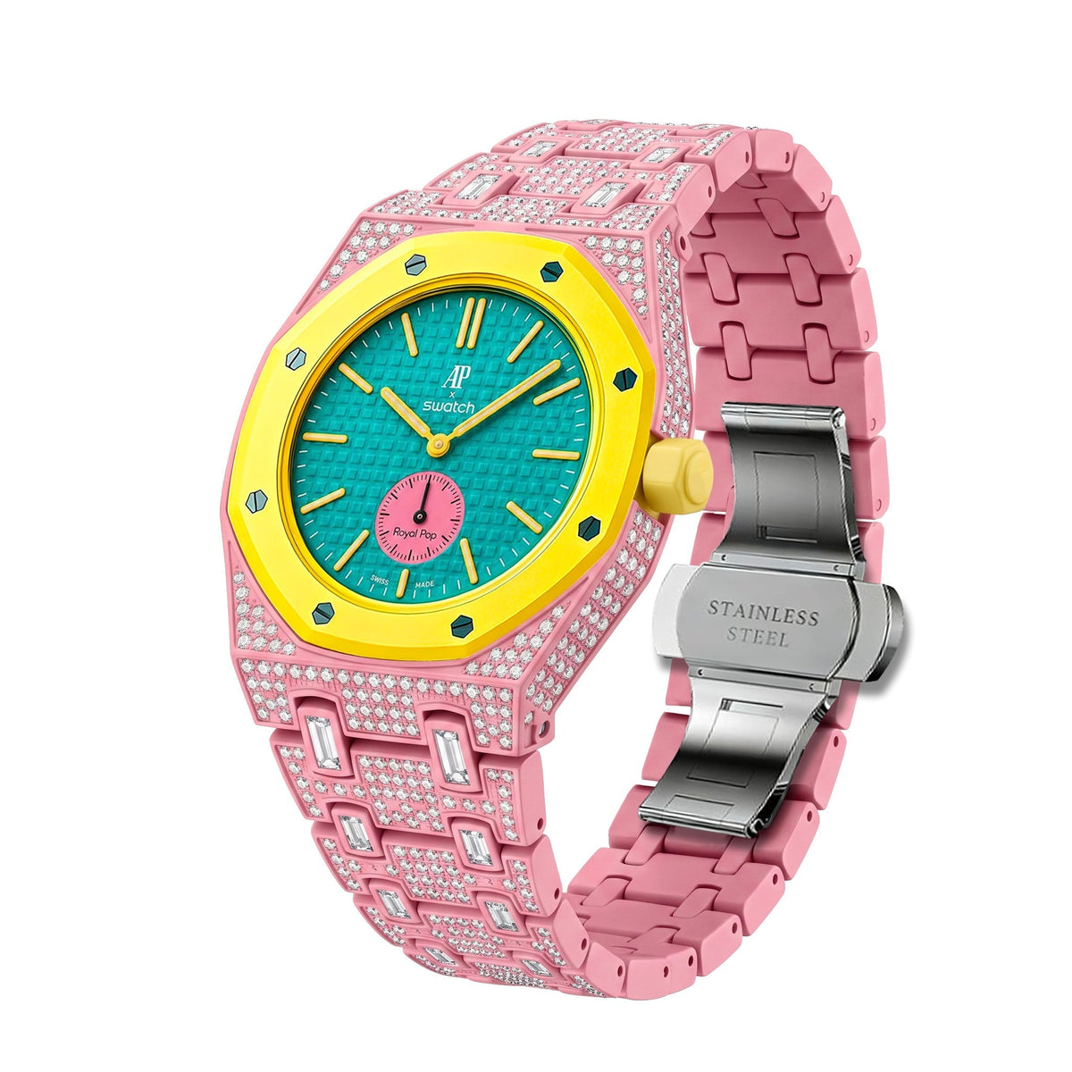 [Plus&Max]Royal Oak Pop Exclusive Bioceramic Case & Bioceramic Strap Full Diamond