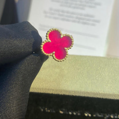 [Max Jewelry]NEW CLOVER PINK ENAMEL RINGS
