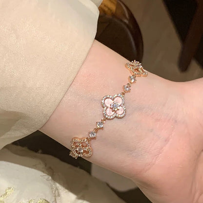 [Max Jewelry ]CLOVER 5 MOTIF PINK BLUE RED WHITE BRACELET
