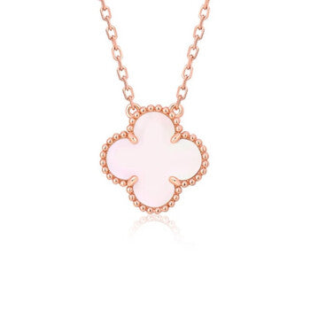 [Max Jewelry ]CLOVER 15MM PINK MOTHER-OF-PEARL SINGLE FLOWER NECKLACE