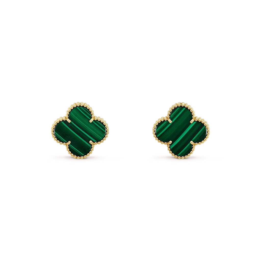 [Plus&Max]CLOVER MINI 9.5MM MALACHITE  EARRINGS