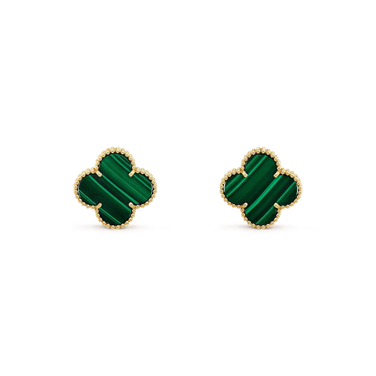 [Max Jewelry ]CLOVER MINI 9.5MM MALACHITE  EARRINGS