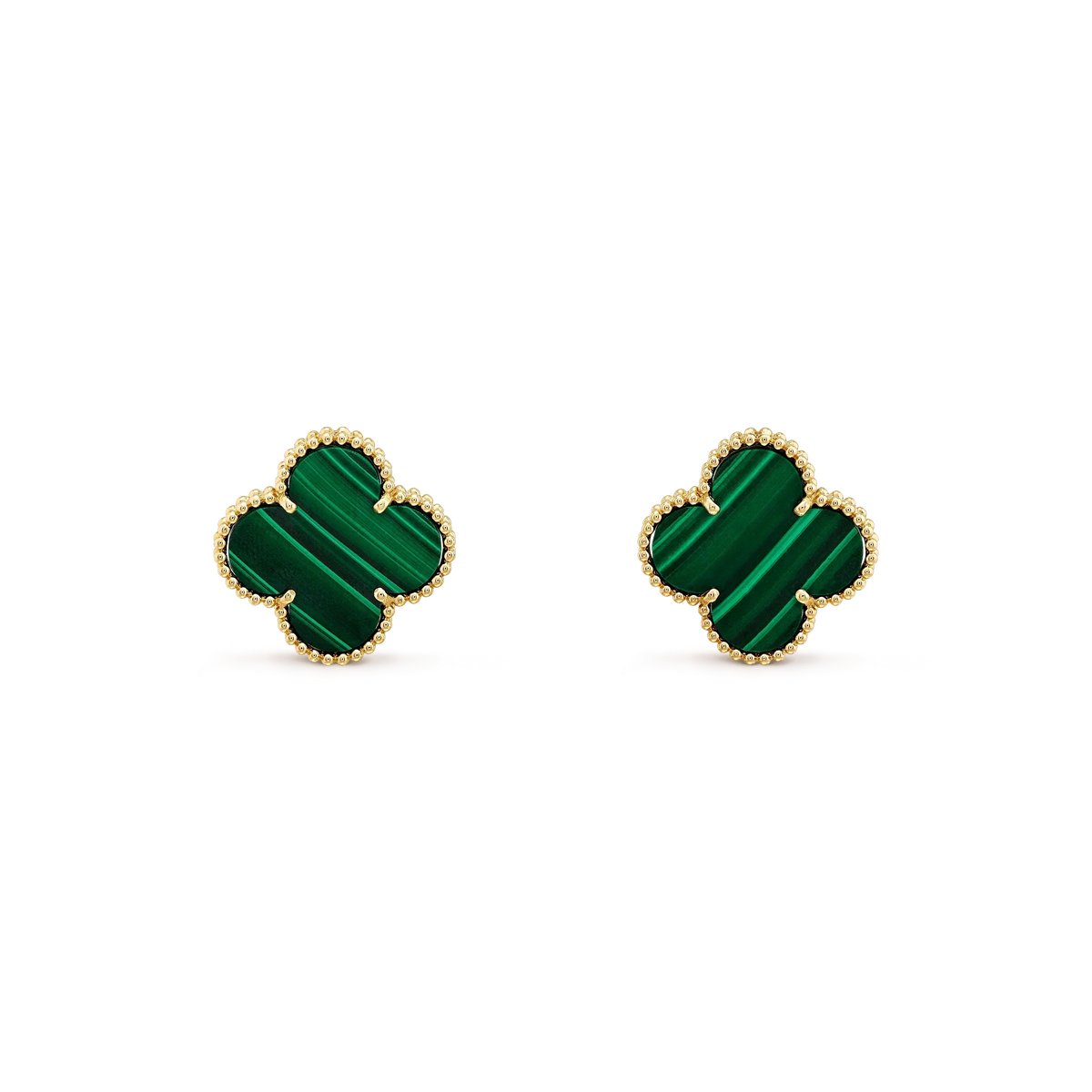[Plus&Max]CLOVER MINI 9.5MM MALACHITE  EARRINGS