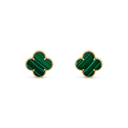 [Max Jewelry ]CLOVER MINI 9.5MM MALACHITE  EARRINGS