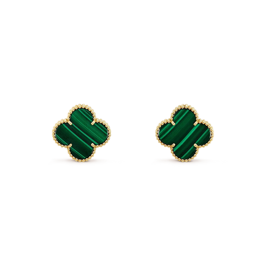 [Max Jewelry ]CLOVER MINI 9.5MM MALACHITE  EARRINGS