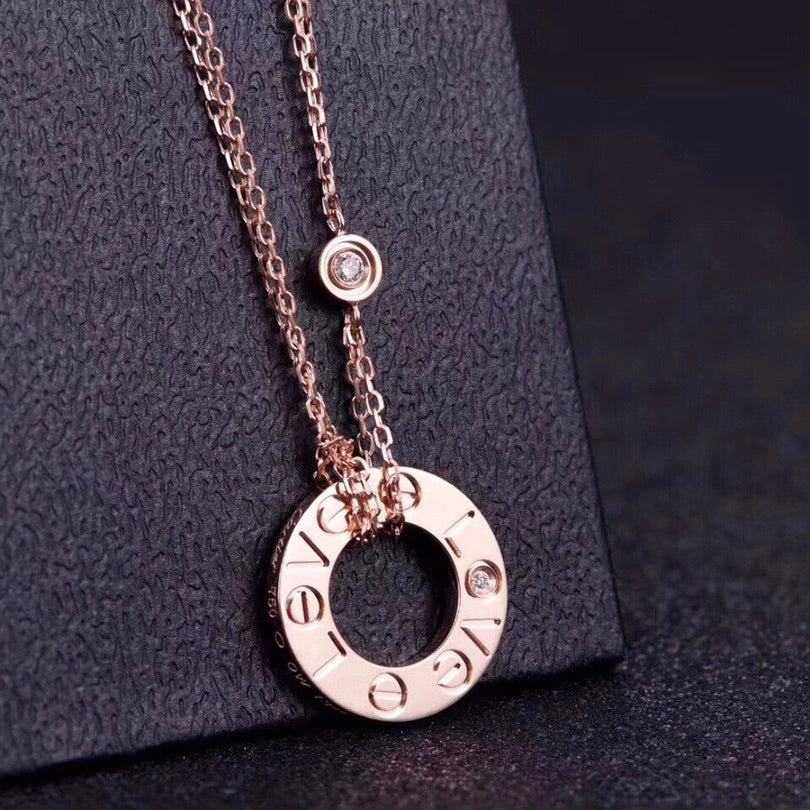 [Max Jewelry ]LOVE NECKLACE 16MM 2 DIAMONDS