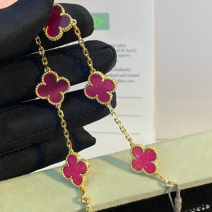 [Max Jewelry]NEW CLOVER 5 MOTIFS PINK ENAMEL BRACELET