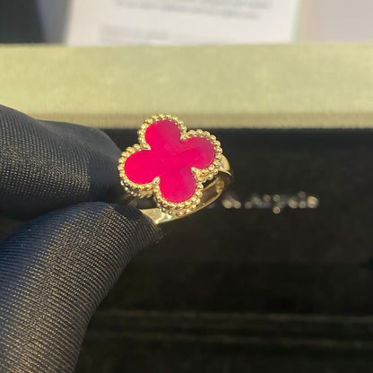 [Max Jewelry]NEW CLOVER PINK ENAMEL RINGS