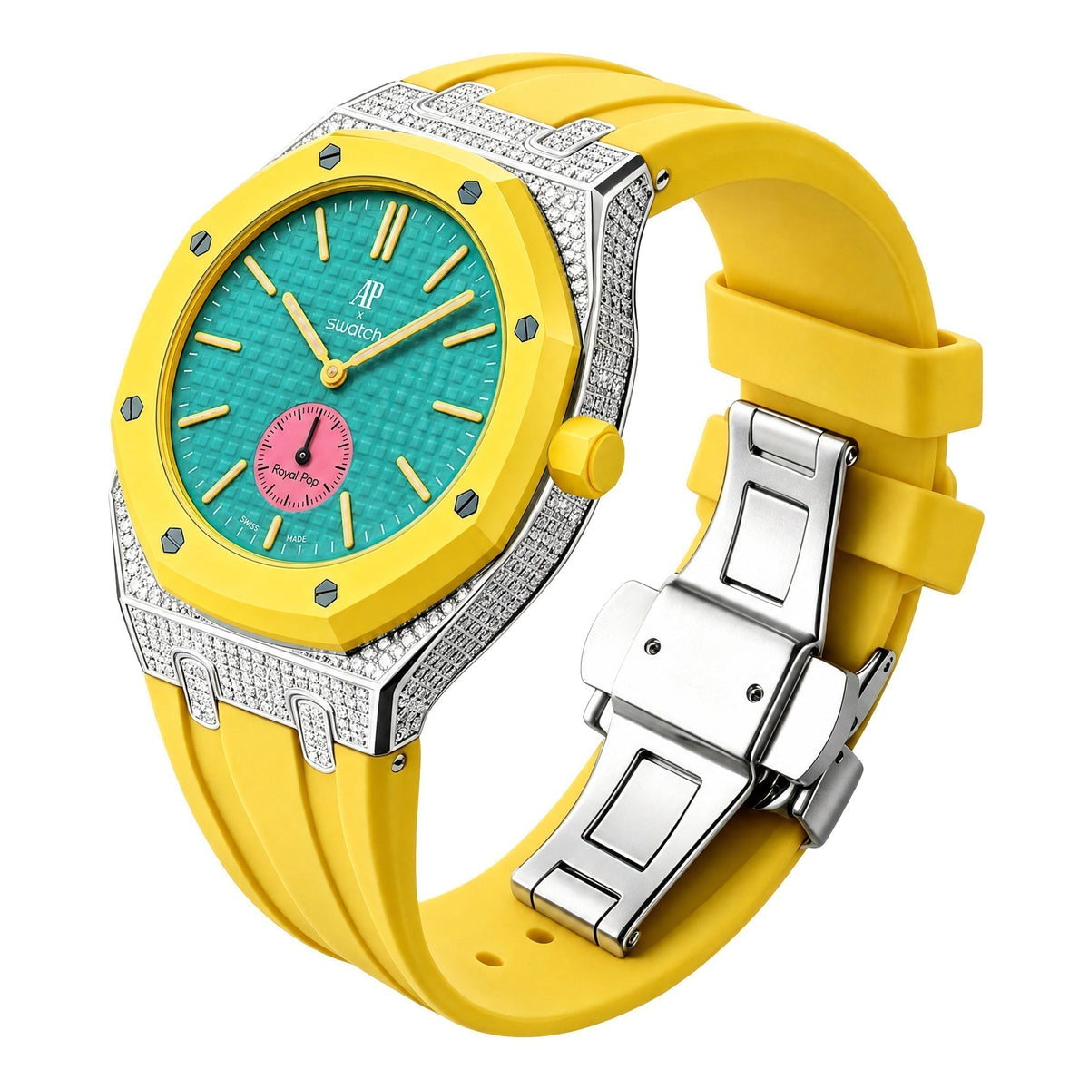 Royal Oak Pop Exclusive Steel Case With Diamond(Moissanite) & Silicone Strap