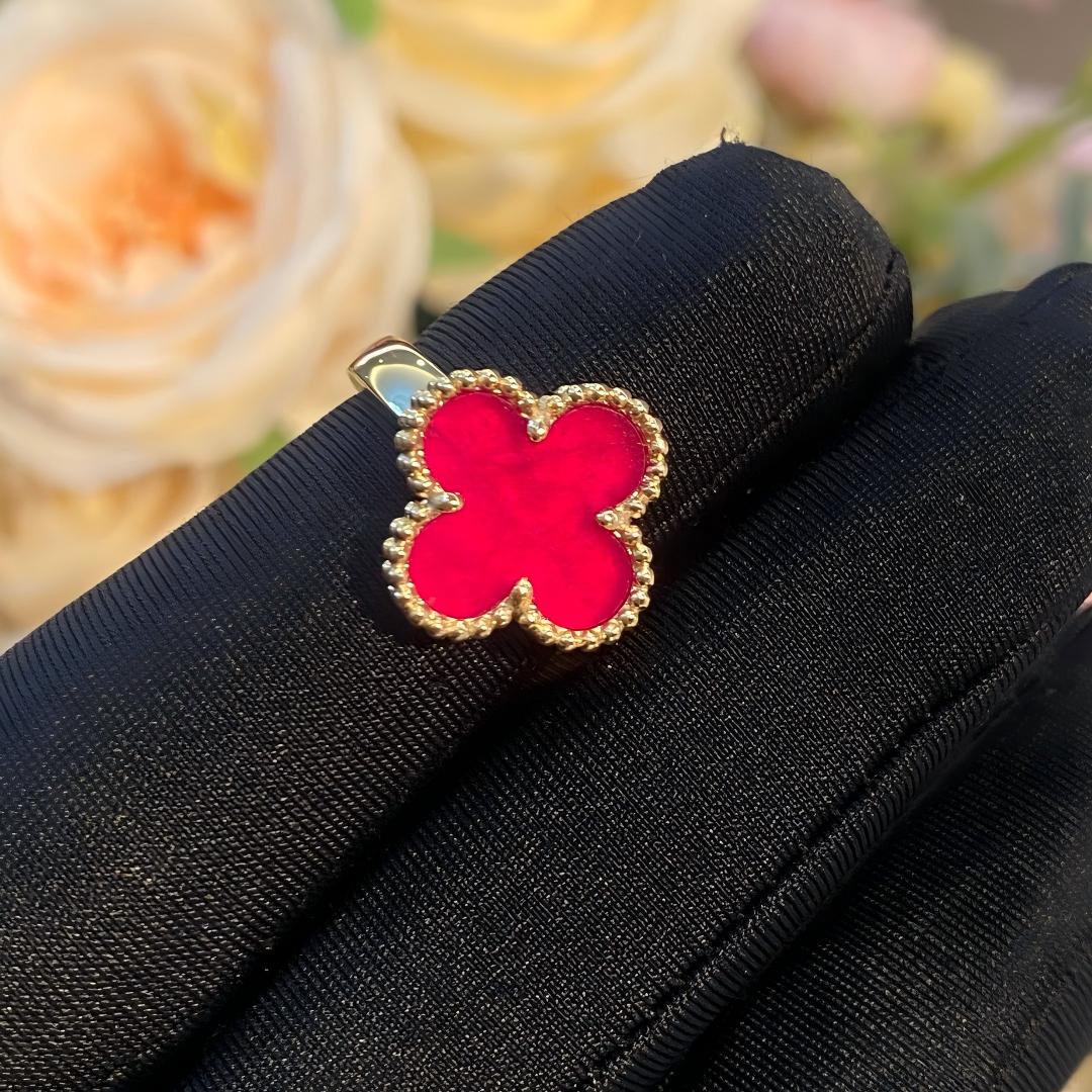 [Max Jewelry]NEW CLOVER PINK ENAMEL RINGS