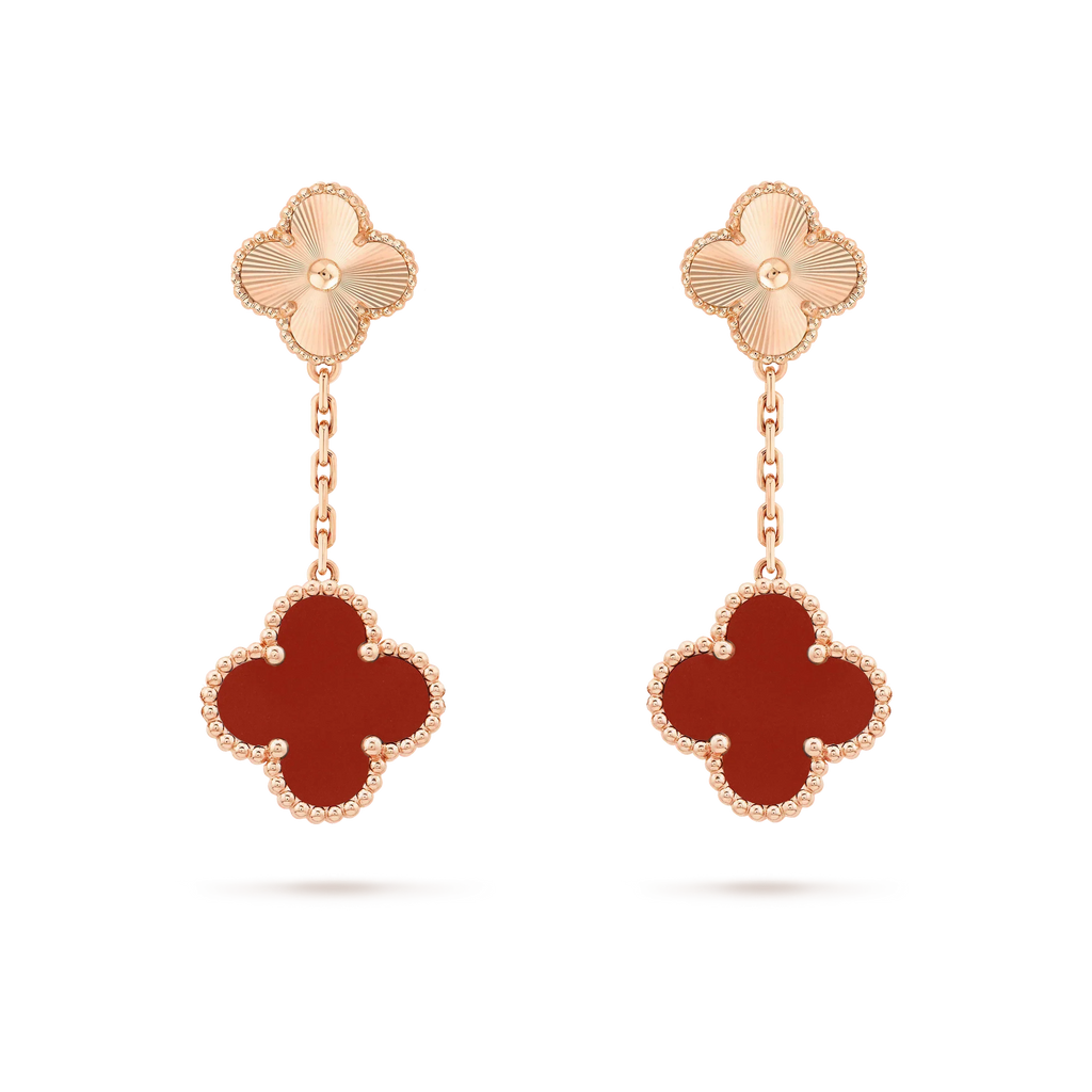 [Plus&Max]CLOVER 2 MOTIF  LASER CARNELIAN EARRINGS