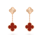 [Plus&Max]CLOVER 2 MOTIF  LASER CARNELIAN EARRINGS