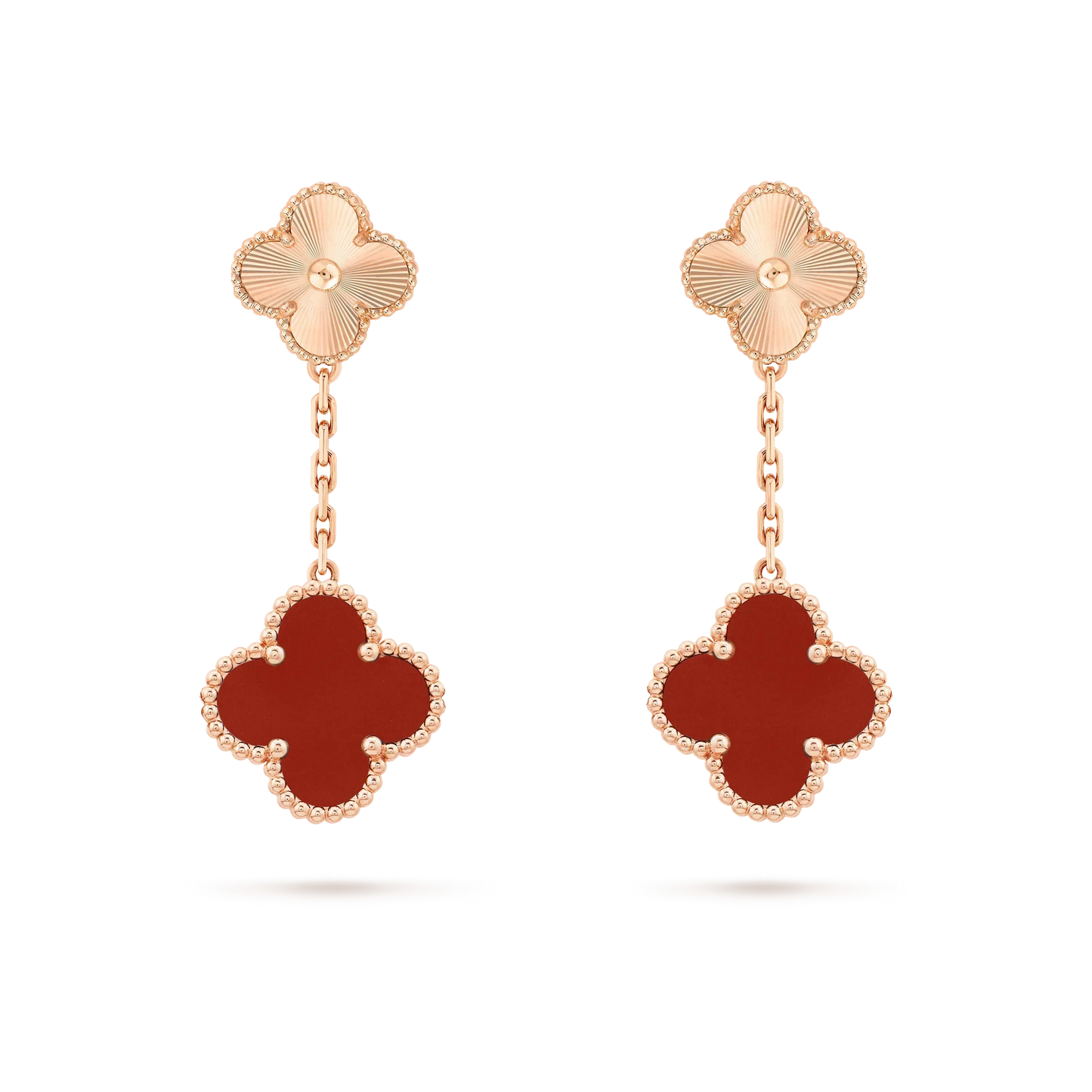 [Max Jewelry ]CLOVER 2 MOTIF  LASER CARNELIAN EARRINGS