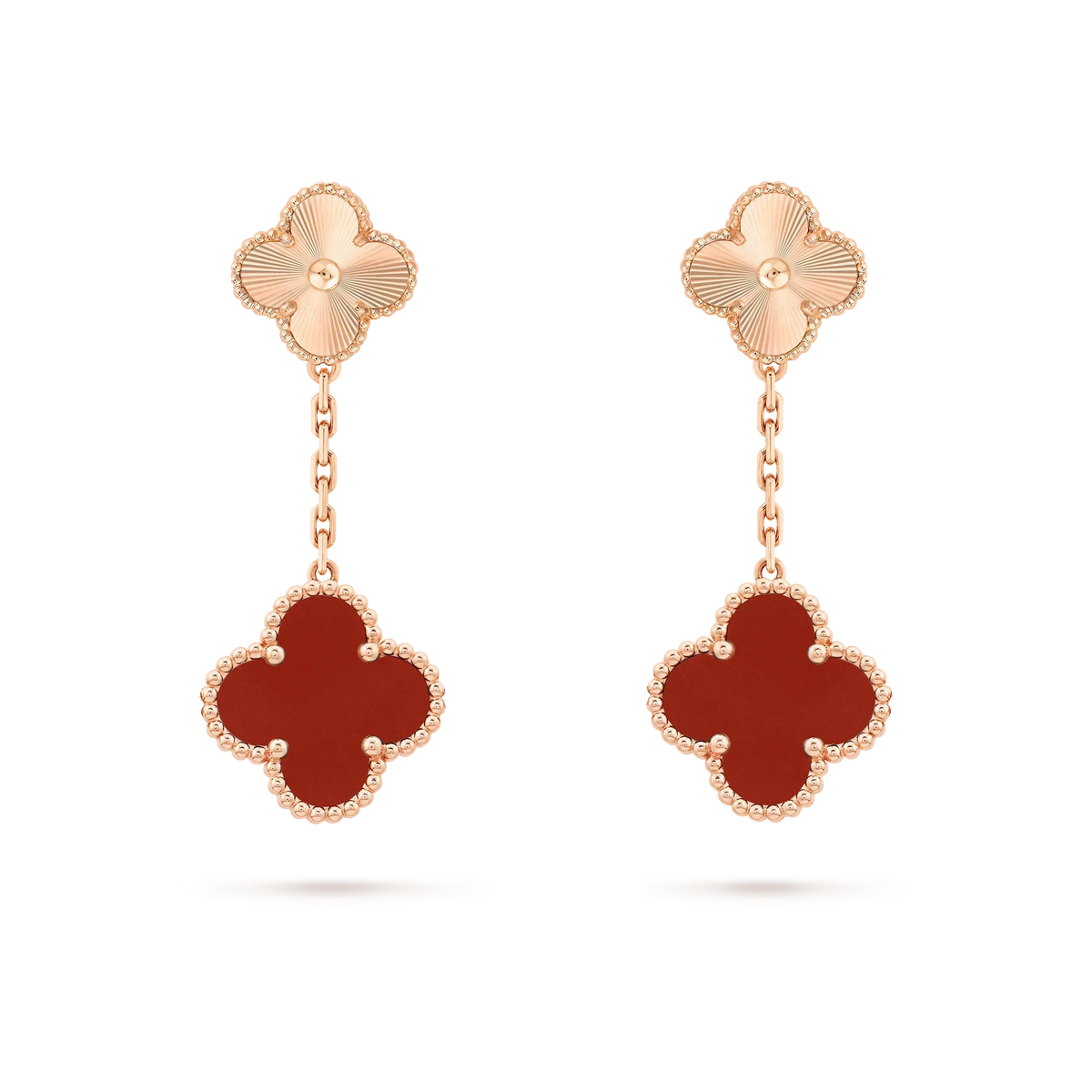 [Plus&Max]CLOVER 2 MOTIF  LASER CARNELIAN EARRINGS