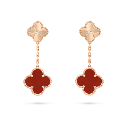[Max Jewelry ]CLOVER 2 MOTIF  LASER CARNELIAN EARRINGS