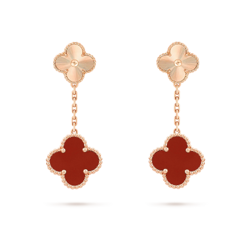 [Plus&Max]CLOVER 2 MOTIF  LASER CARNELIAN EARRINGS