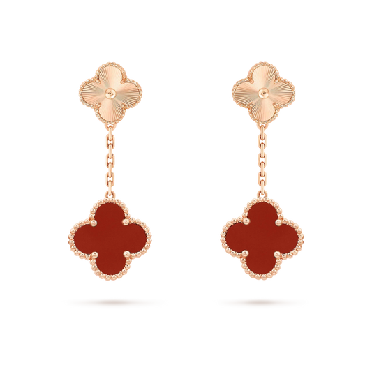 [Max Jewelry ]CLOVER 2 MOTIF  LASER CARNELIAN EARRINGS