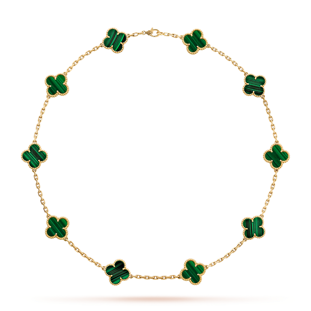 [Max Jewelry ]CLOVER 10 MOTIFS MALACHITE NECKLACE