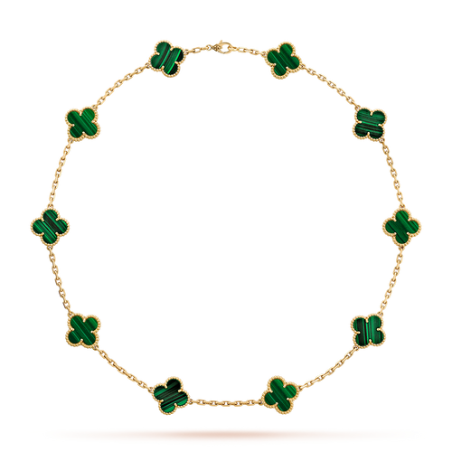 [Plus&Max]CLOVER 10 MOTIFS MALACHITE NECKLACE
