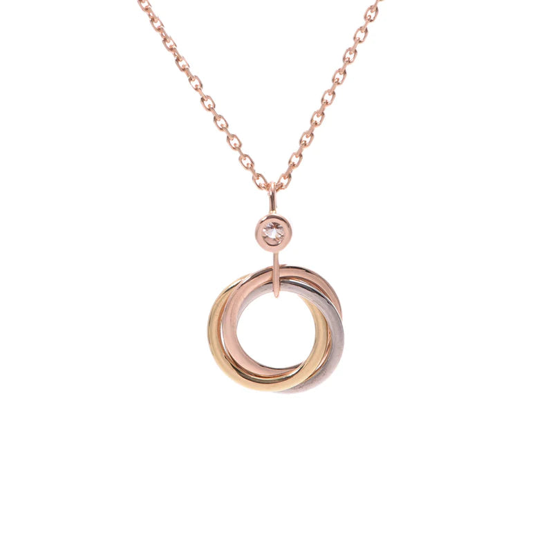 [Max Jewelry ]TRINITY SILVER GOLD PINK GOLD NECKLACE