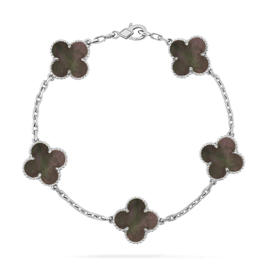 [Plus&Max]LUCKY CLOVER 5-MOTIF BRACELET - GREY MOTHER-OF-PEARL COLLECTION
