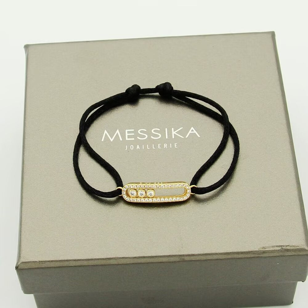 [Max Jewelry]Messika Care(s) pink cord pavé bracelet