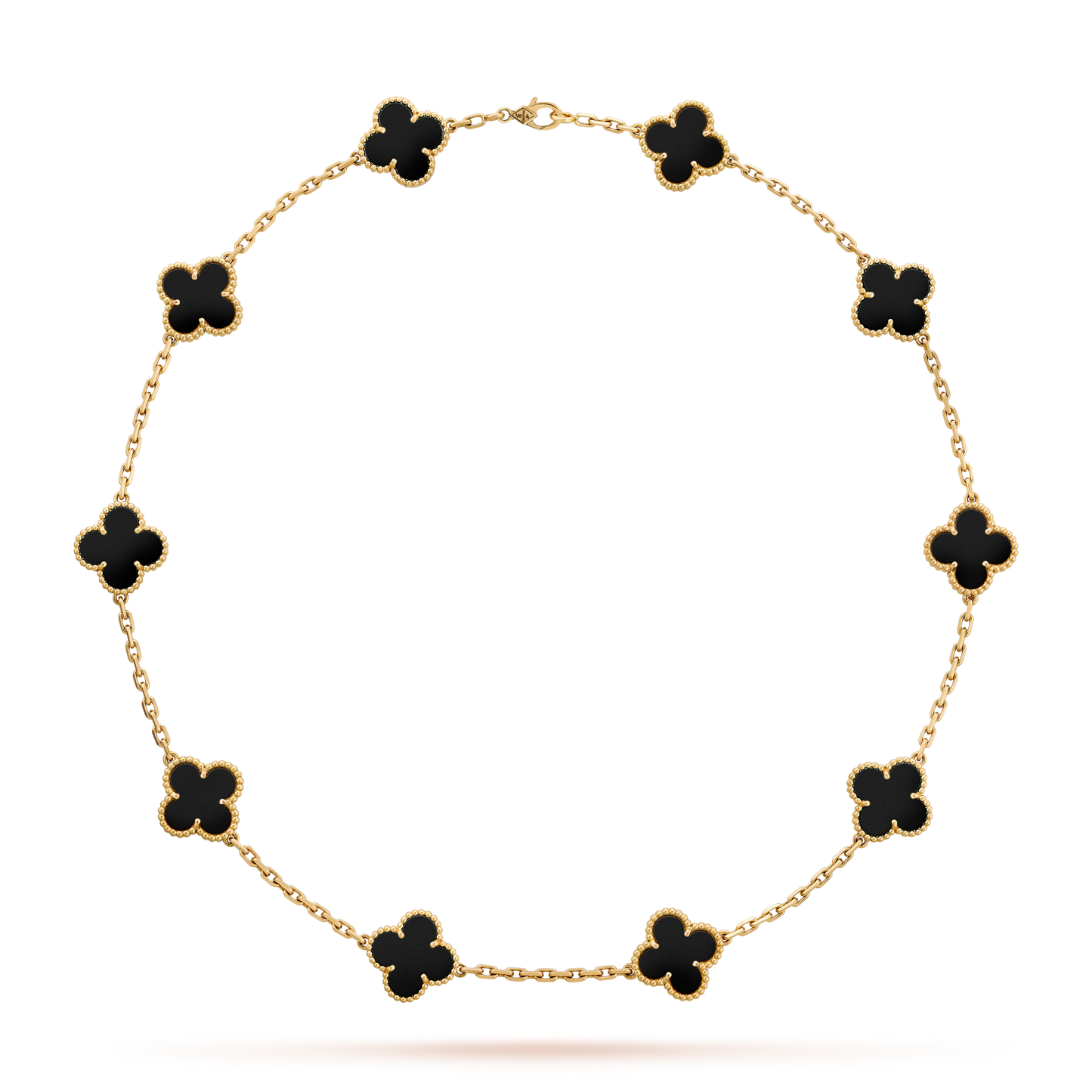 [Max Jewelry ]CLOVER 10 MOTIFS ONYX NECKLACE
