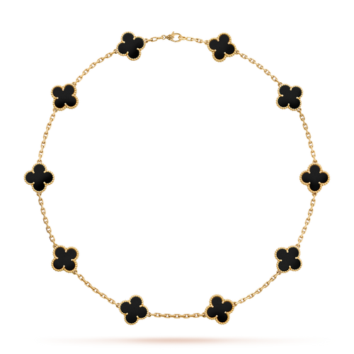 [Plus&Max]CLOVER 10 MOTIFS ONYX NECKLACE