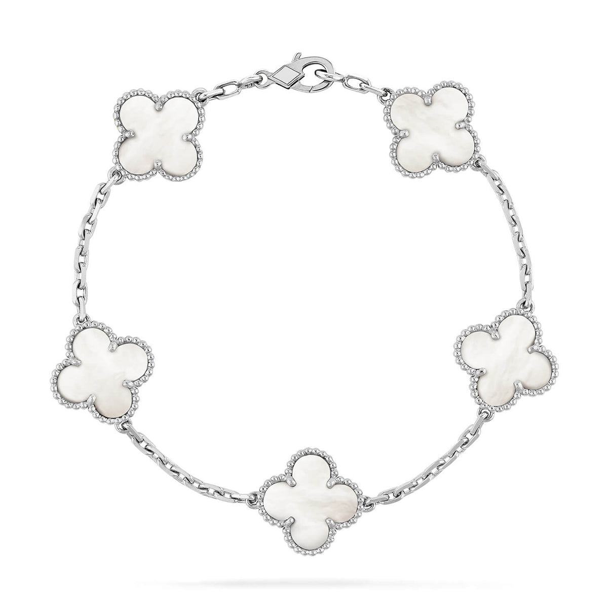 [Max Jewelry ]CLOVER WHITE PEARL MOP 5 MOTIF BRACELET COLLECTION