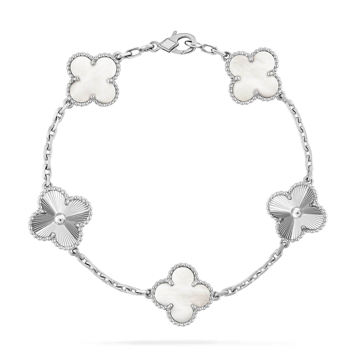 [Max Jewelry ]CLOVER WHITE PEARL MOP 5 MOTIF BRACELET COLLECTION