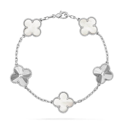 [Max Jewelry ]CLOVER WHITE PEARL MOP 5 MOTIF BRACELET COLLECTION