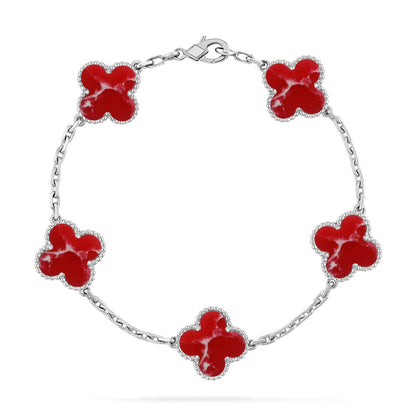 [Max Jewelry ]CLOVER 5 MOTIF RED PATTERN BRACELET COLLECTION