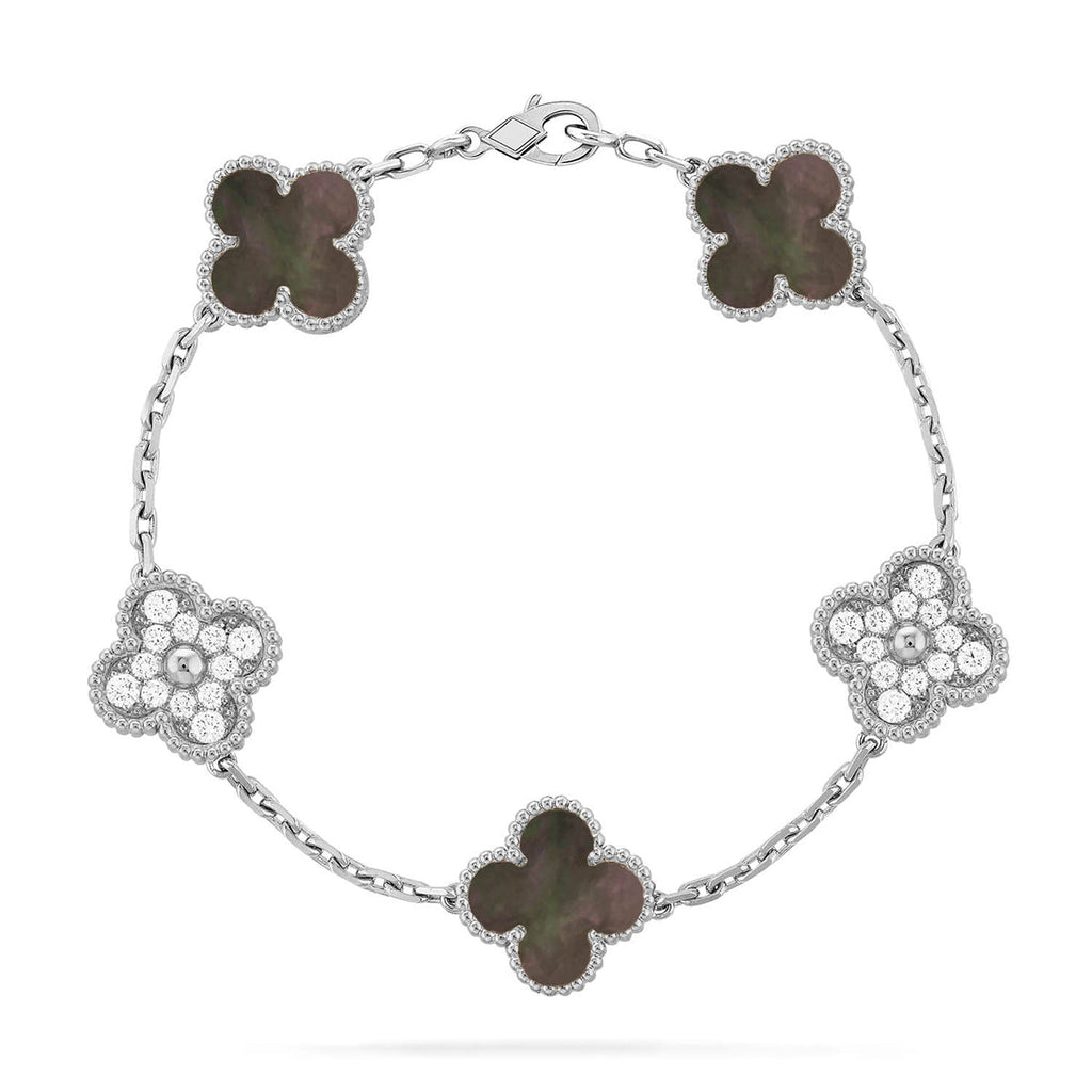 [Plus&Max]LUCKY CLOVER 5-MOTIF BRACELET - GREY MOTHER-OF-PEARL COLLECTION