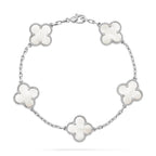 [Plus&Max]LUCKY CLOVER 5-MOTIF BRACELET - WHITE MOTHER-OF-PEARL COLLECTION