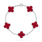 [Plus&Max]LUCKY CLOVER 5-MOTIF BRACELET - RED CARNELIAN COLLECTION
