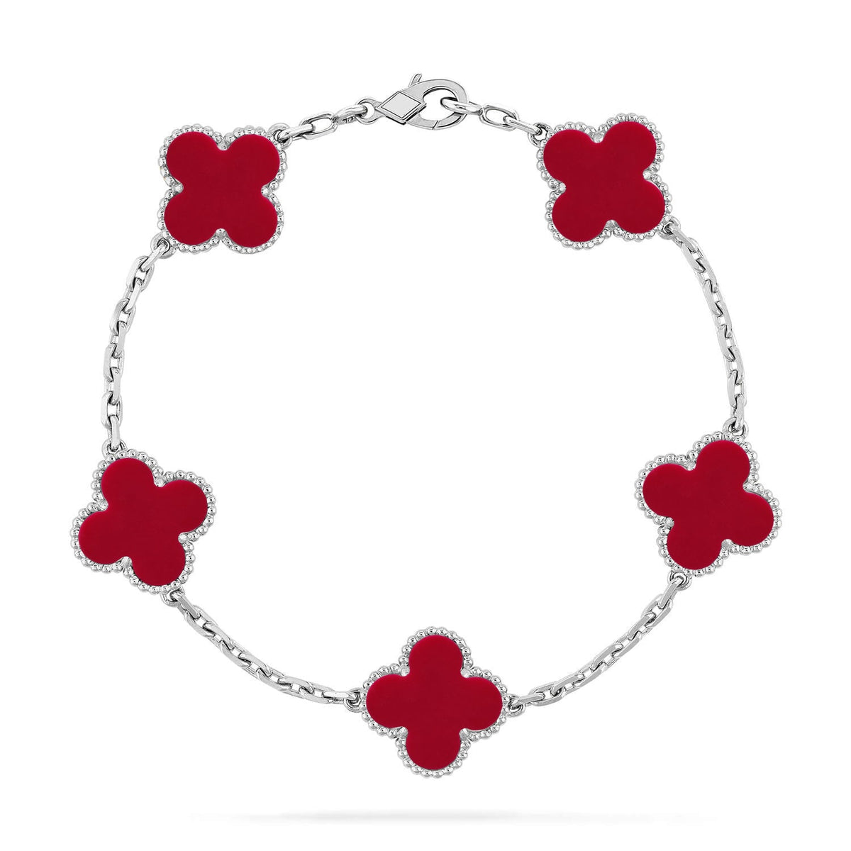 [Plus&Max]LUCKY CLOVER 5-MOTIF BRACELET - RED CARNELIAN COLLECTION