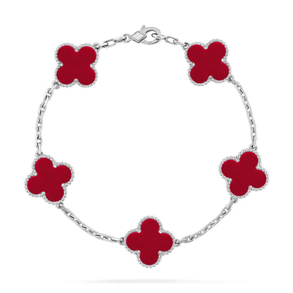 [Max Jewelry ] CLOVER 5 MOTIF RED CORNELIAN BRACELET COLLECTION
