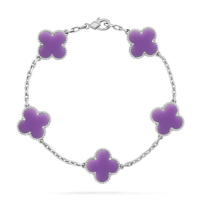 [Max Jewelry ]CLOVER 5 MOTIF LIGHT PURPLE BRACELET COLLECTION