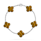 [Plus&Max]LUCKY CLOVER 5-MOTIF BRACELET -  TIGER’S EYE COLLECTION