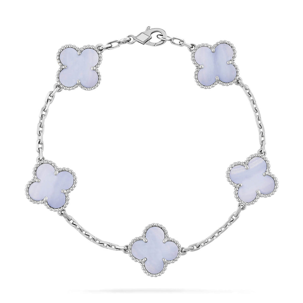 [Plus&Max]LUCKY CLOVER 5-MOTIF BRACELET - PURPLE CHALCEDONY COLLECTION
