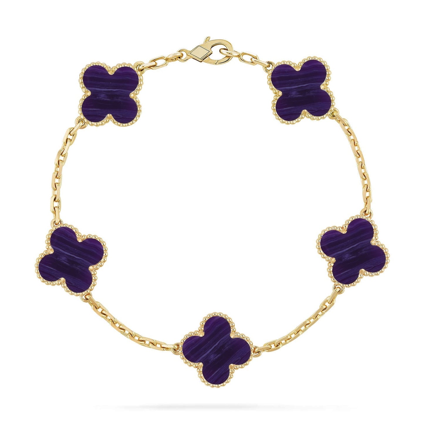 [Max Jewelry ]CLOVER 5 MOTIF PURPLE STRIPES BRACELET COLLECTION