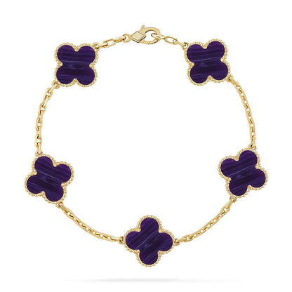 [Max Jewelry ]CLOVER 5 MOTIF PURPLE STRIPES BRACELET COLLECTION