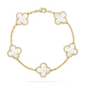 [Plus&Max]LUCKY CLOVER 5-MOTIF BRACELET - WHITE MOTHER-OF-PEARL COLLECTION