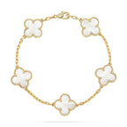 [Plus&Max]LUCKY CLOVER 5-MOTIF BRACELET - WHITE MOTHER-OF-PEARL COLLECTION